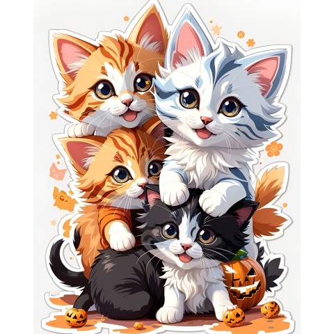 Sayılarla Boyama Seti (Renkli baskı Çerçeveli) 40x50 cm Yavru Kediler