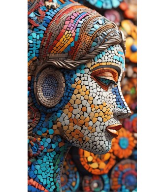 Sayılarla Boyama Seti (Renkli baskı Çerçeveli) 40x50 cm Mozaik Kadın
